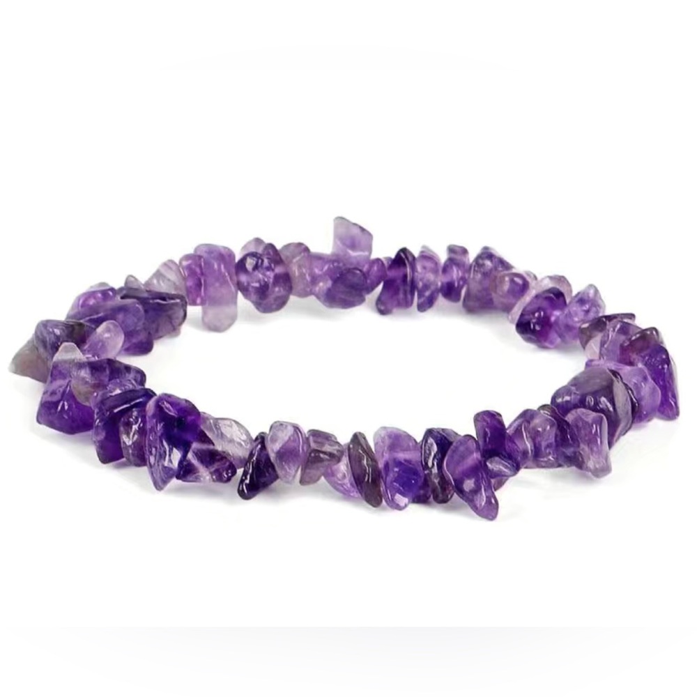 Real Amethyst Stone Bracelet for Body Purifying, Purple Color Stone Elastic Band